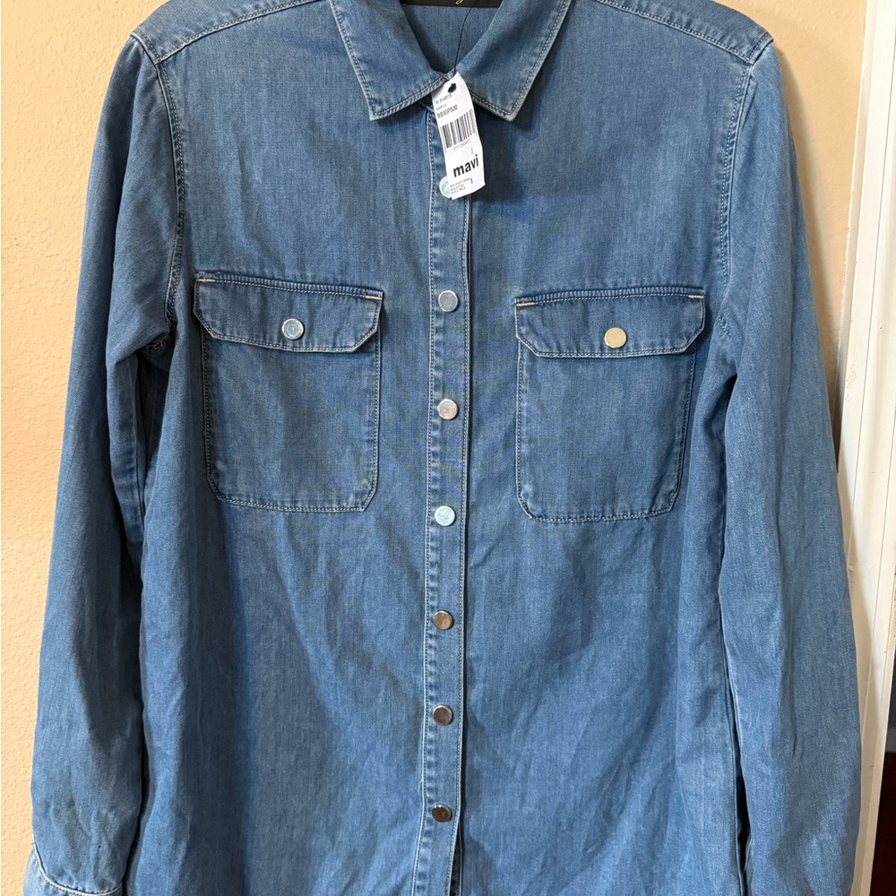 NWT Mavi Blue Casual Button Down Shirt Classic Style